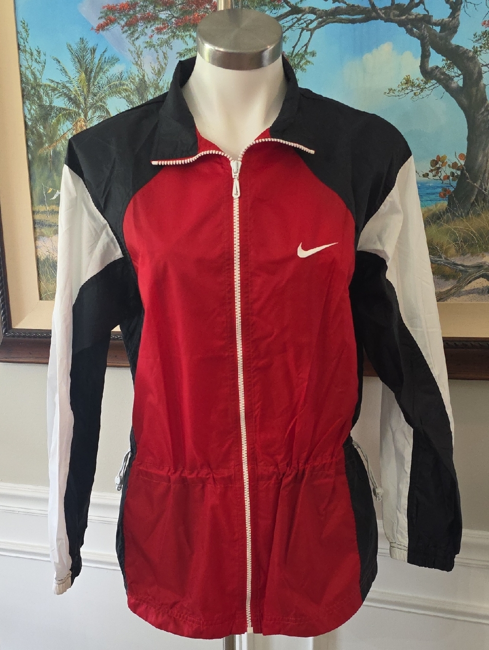 Nike Red, Black & White Zip-Front Windbreaker Jacket